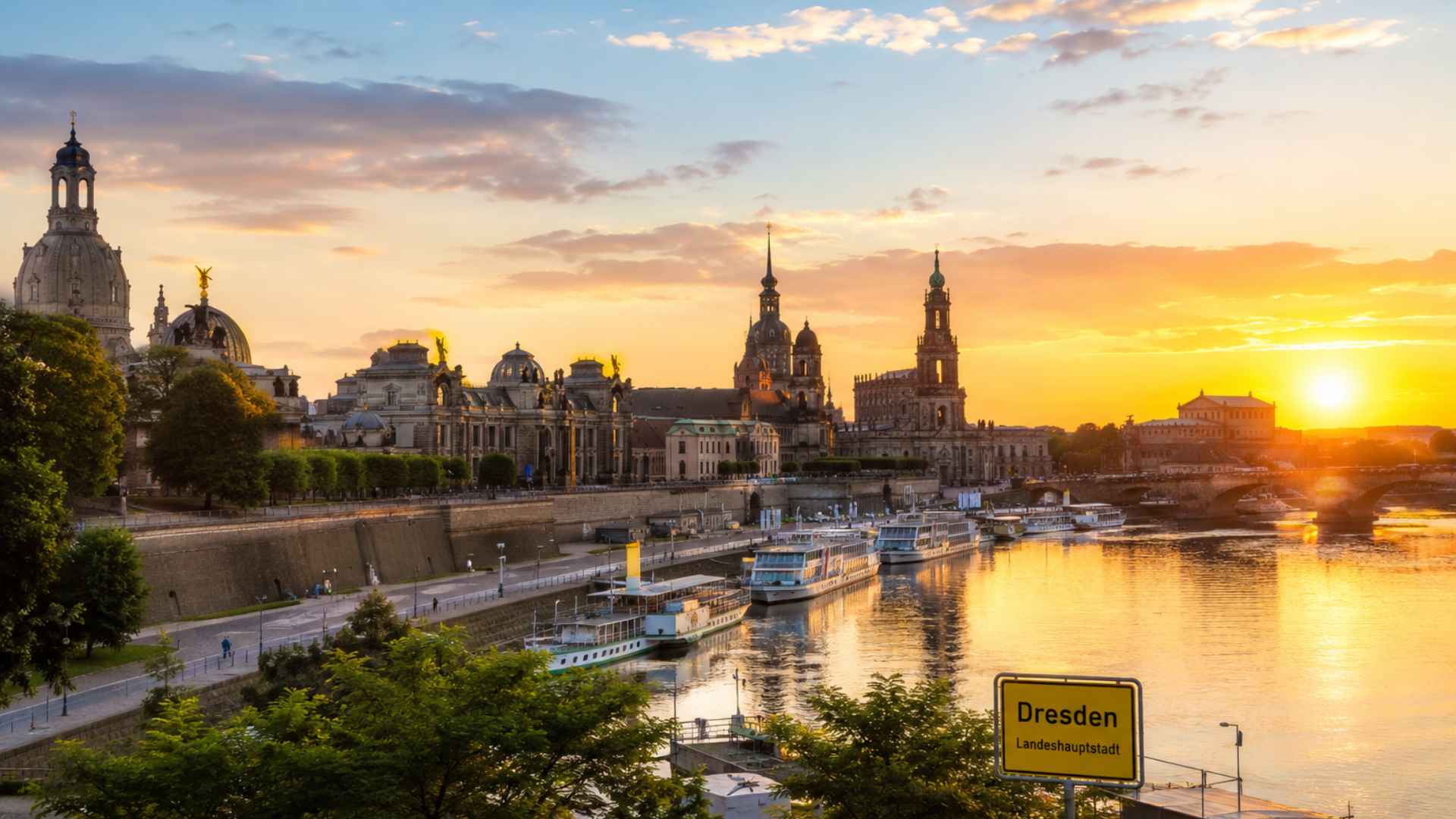 Dresden old town at sunset