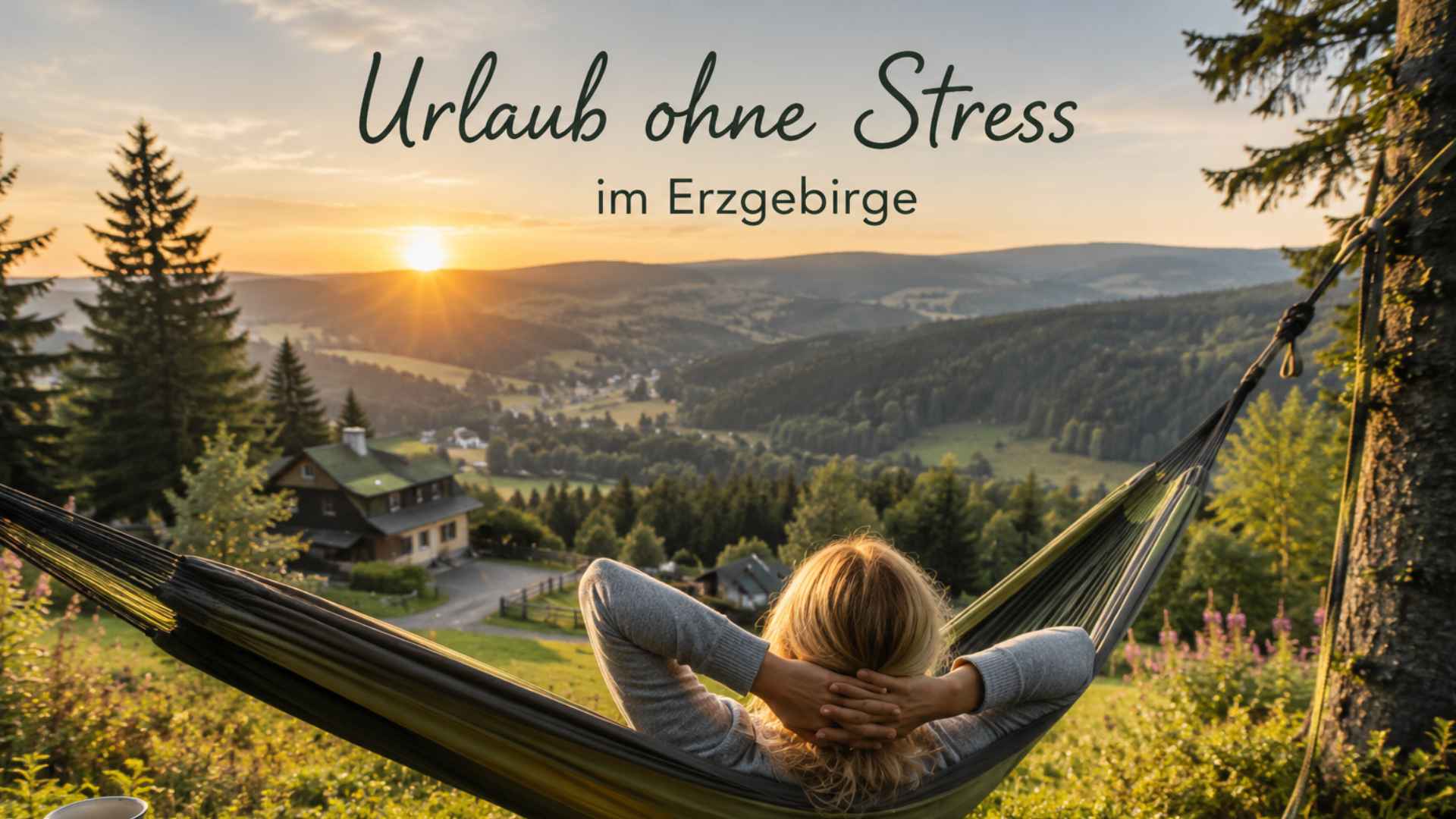 Stress-free holiday in the Ore Mountains – hammock at sunset