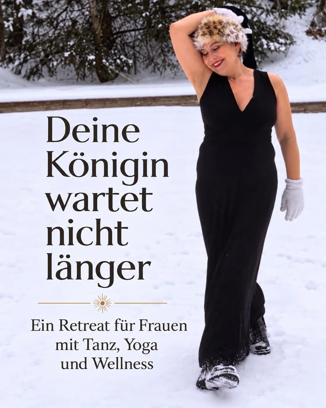 Nora Curcio dancing in the snow – women’s retreat with dance, yoga and wellness in the Ore Mountains